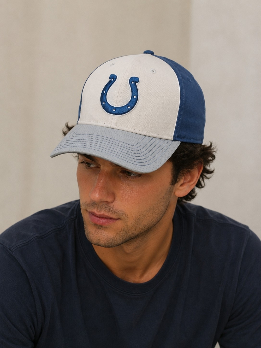 New Era Indianapolis Colts 39THIRTY Flex Fit Hat Blue White NFL Cap M/L